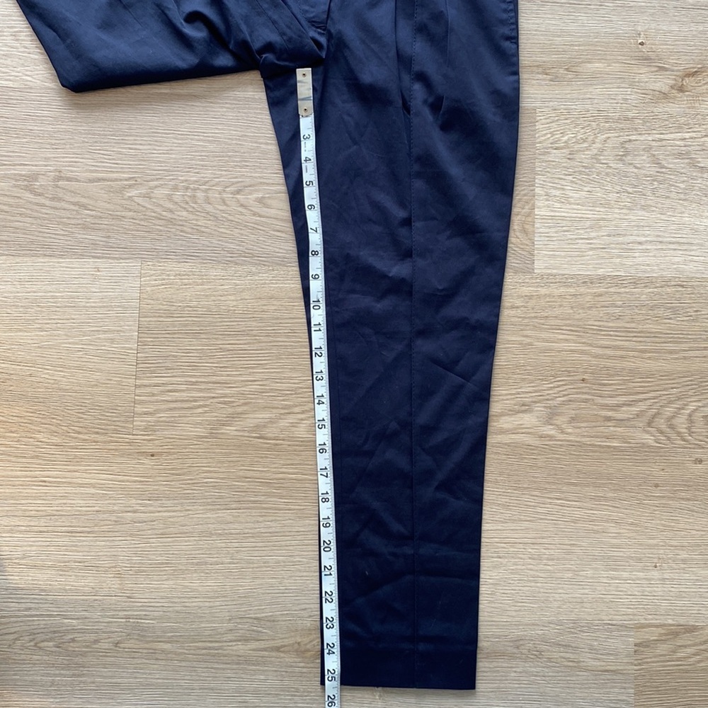 Stella McCartney Navy Cropped Pleated Tapered Pants Button Waist - Picture 10 of 10